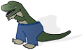 Dinosaur in trousers